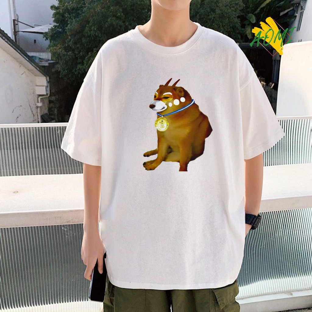 ÁO THUN CẶP ĐÔI UNISEX MEME CẬU VÀNG ĐẸO HUY CHƯƠNG TAY NGẮN TAY LỠ SIÊU HOT