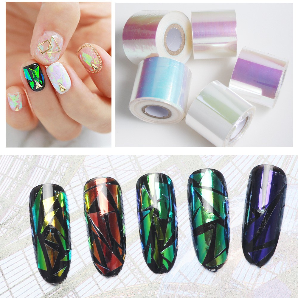 [Hàng mới về] Cuộn nhãn dán trang trí móng tay nhiều màu sắc aurora phong cách hàn quốc đẹp mắt