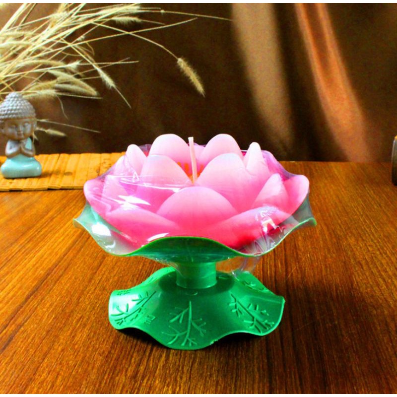 Nến hình hoa sen có đế bằng lá 6x7cm,,,