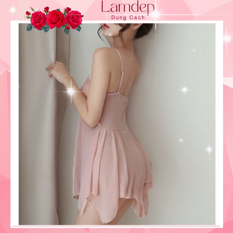 Váy ngủ sexy - Đầm ngủ sexy ren voan mỏng xuyên thấu ko có áo choàng- VM1120