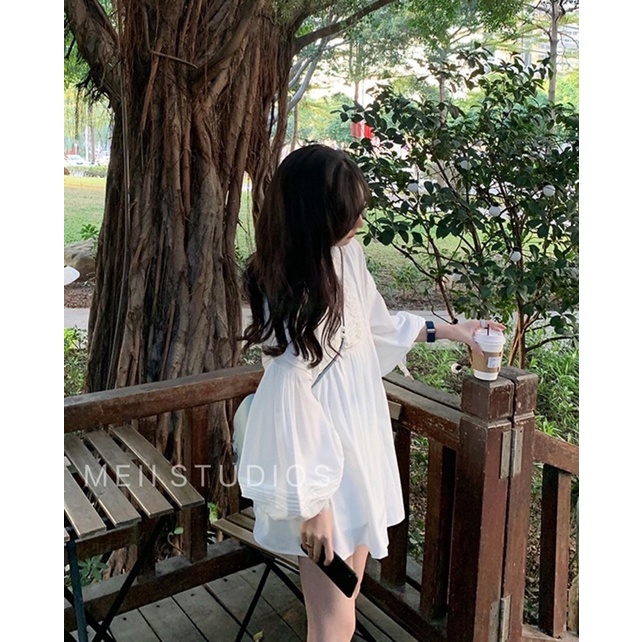 Váy đũi babydoll trắng