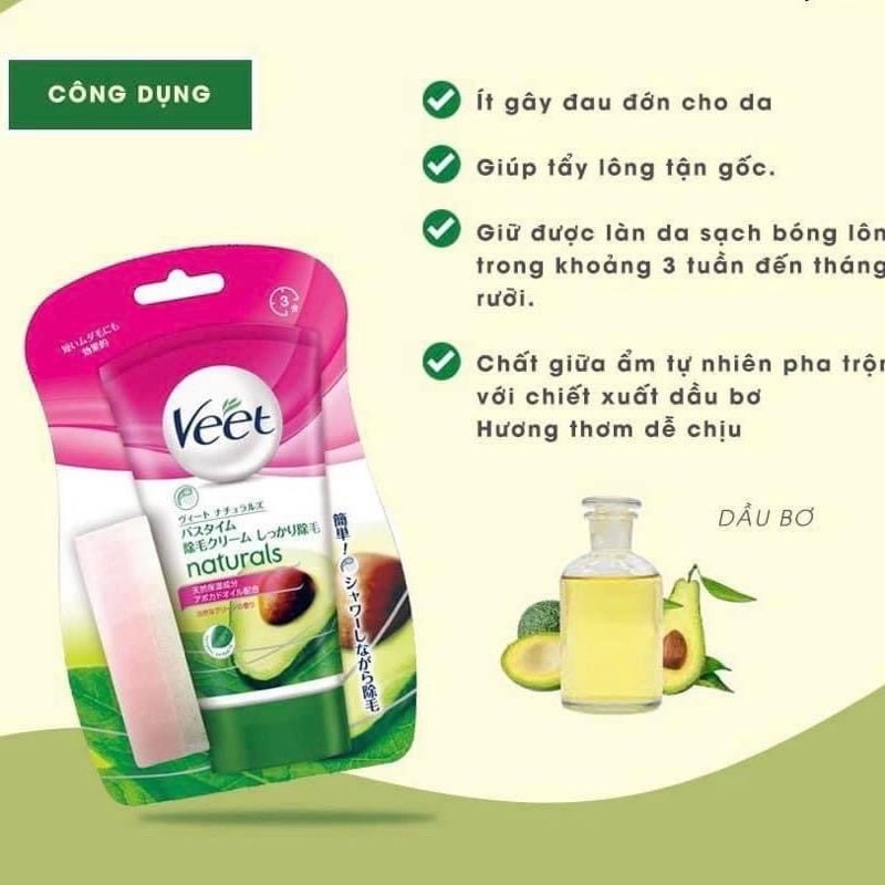 KEM TẨY LÔNG VEET NHẬT 150g, Kem tẩy lông body tặng kèm mút wax tiện lợi dễ sử dụng