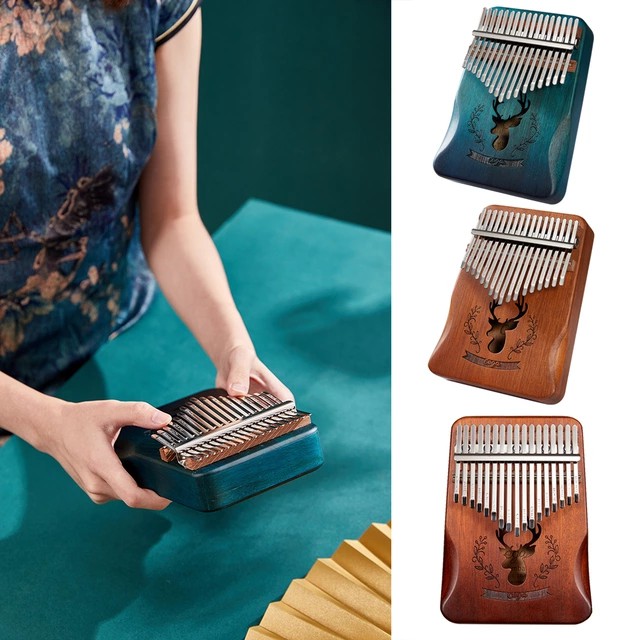 Đàn kalimba 17 phím gỗ nguyên khối Mahagony CEGA-76  Đàn kalima 17 phím Cega Nai xanh