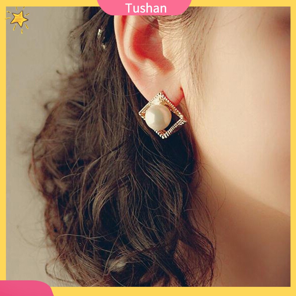 Đôi khuyên tai nhiều tầng đính ngọc trai giả thời trang cho nữ