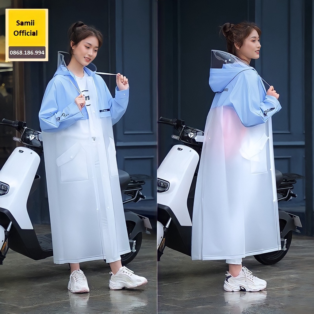 Áo mưa măng tô cao cấp phong cách Hàn Quốc, chất liệu EVA an toàn sức khỏe, dành cho nam nữ
