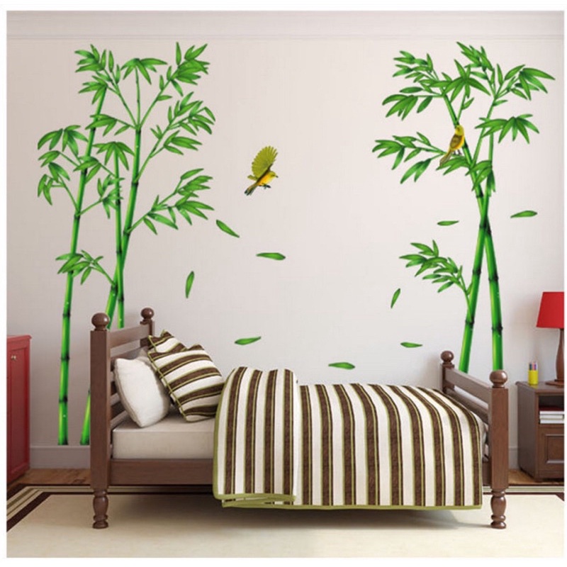 Tranh dán tường, Decal dán tường trúc xanh, chất liệu cao cấp.