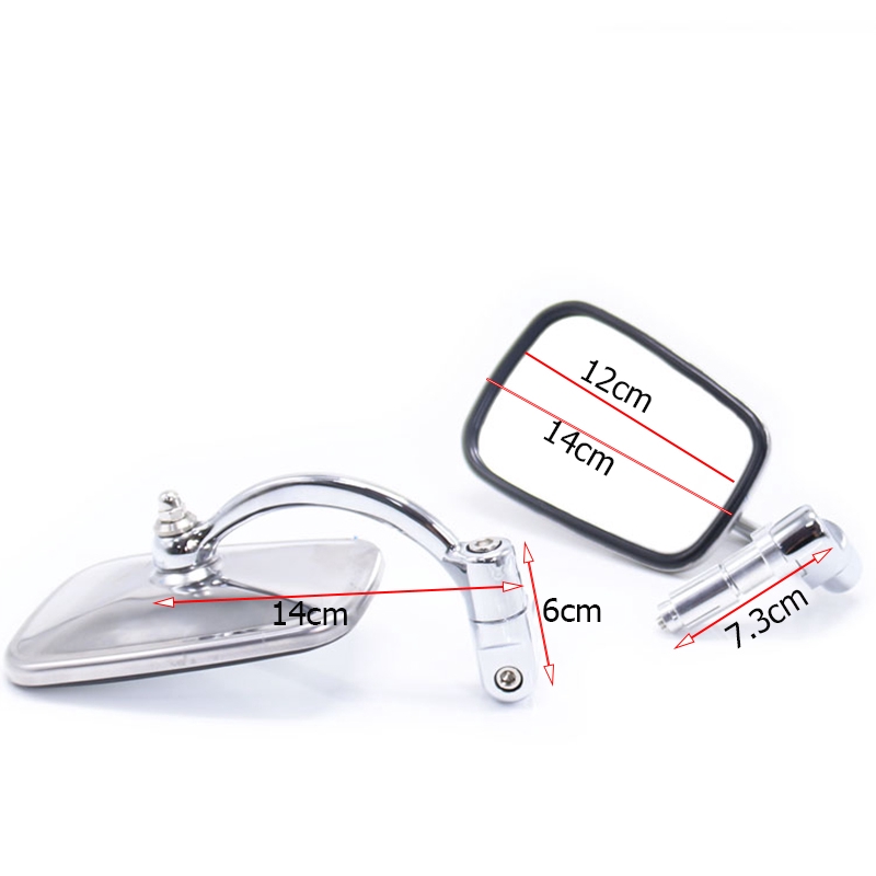 Set 2 Gương Chiếu Hậu Hình Vuông 7 / 8 "22mm Gắn Tay Lái Xe Mô Tô Cafe Racer
