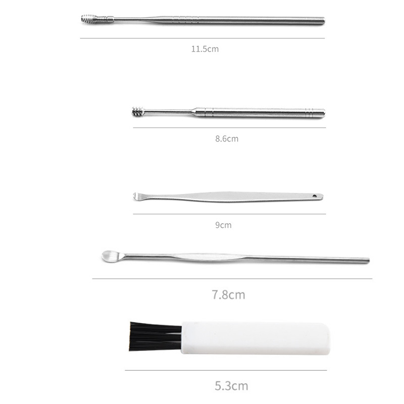 6 Dụng cụ vệ sinh lấy ráy tai bằng thép không gỉ dạng xoắn