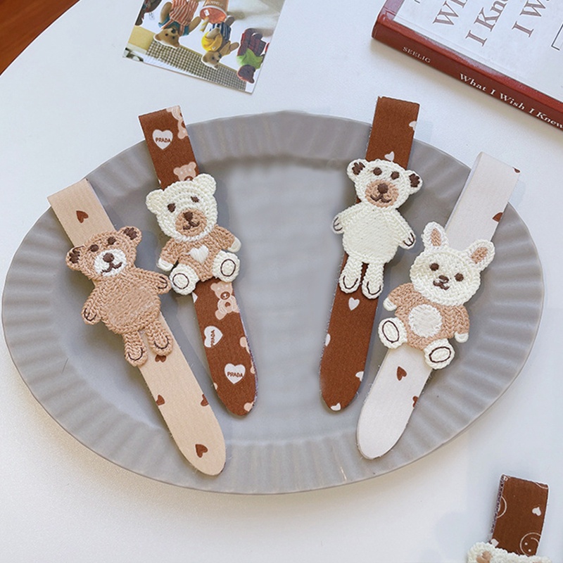 Flgo Băng Đô Handmade Mỏng In Họa Tiết Hoạt Hình Gấu Dễ Thương Thời Trang Cho Nữ