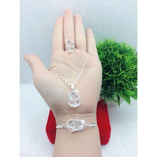 Bộ trang sức tỳ hưu đá lắc tay- dây chuyền-nhẫn đủ màu