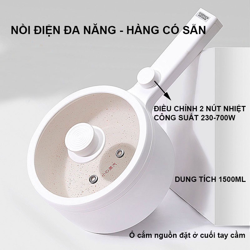 Nồi lẩu mini cao cấp,nồi điện đa chức năng dung tích 1,5 lít có thể điều chỉnh nhiệt độ  (bảo hành 1 tháng)