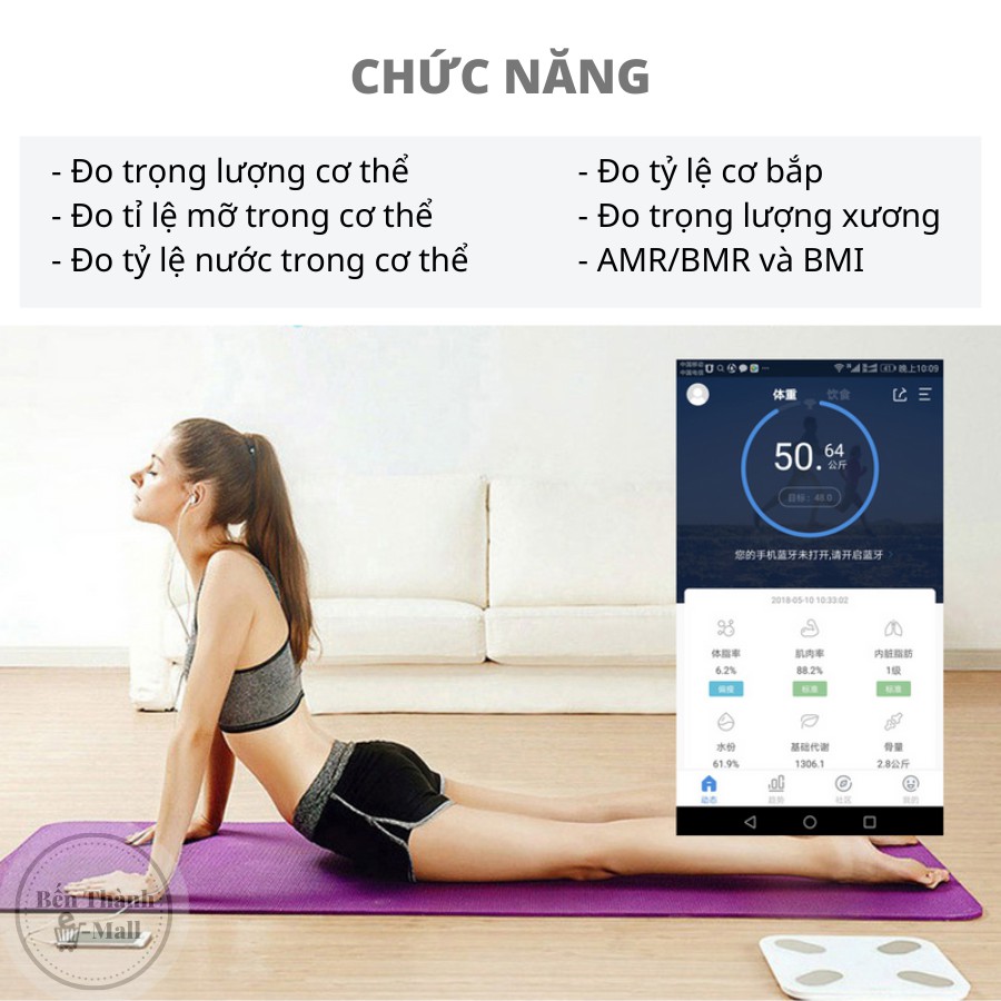 [Sạc pin 1 năm 2 lần] Cân điện tử sức khoẻ thông minh Digital Weight DW503 [Đo 08 chỉ số sức khoẻ]