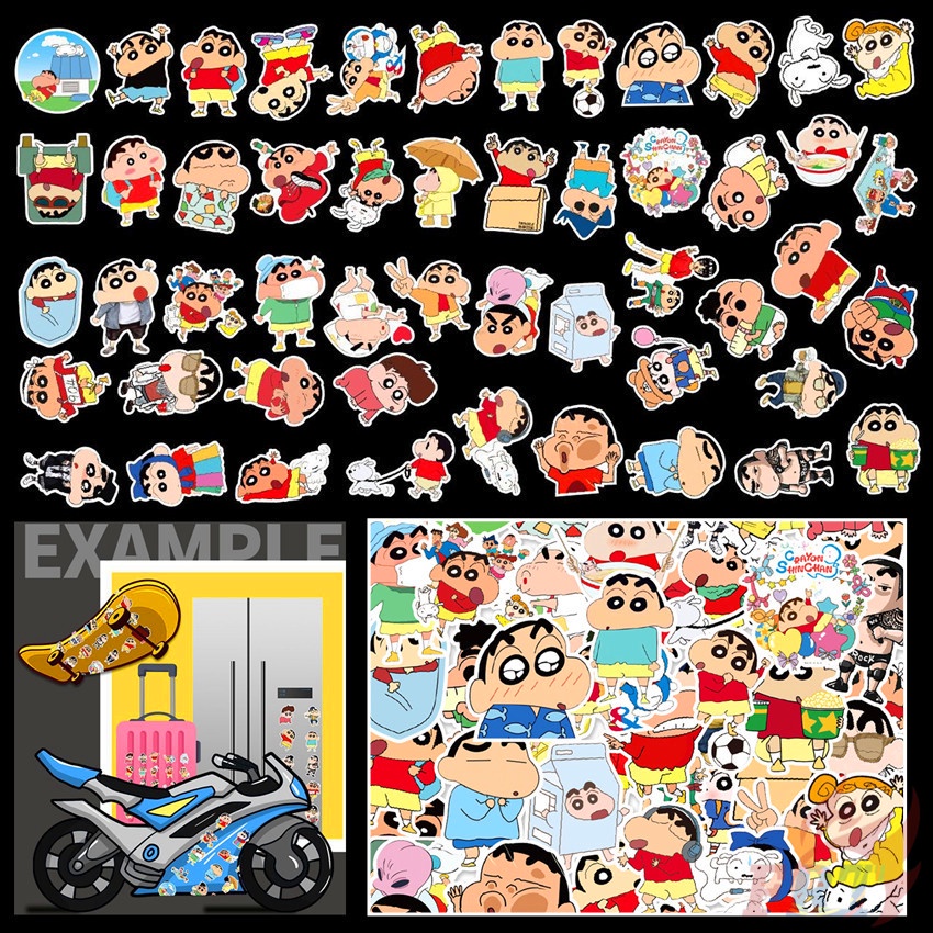 Bộ 50 Cái ☆ Miếng Dán Trang Trí Hình Cậu Bé Bút Chì Shin-chan Series 05 ☆ Sticker Dán Tường Chống Thấm Nước Thời Trang