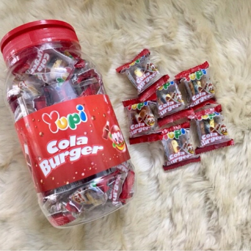 HCM Hủ 36 viên Kẹo Dẻo Yupi Burger Hương CoCa Cola. INDONESIA