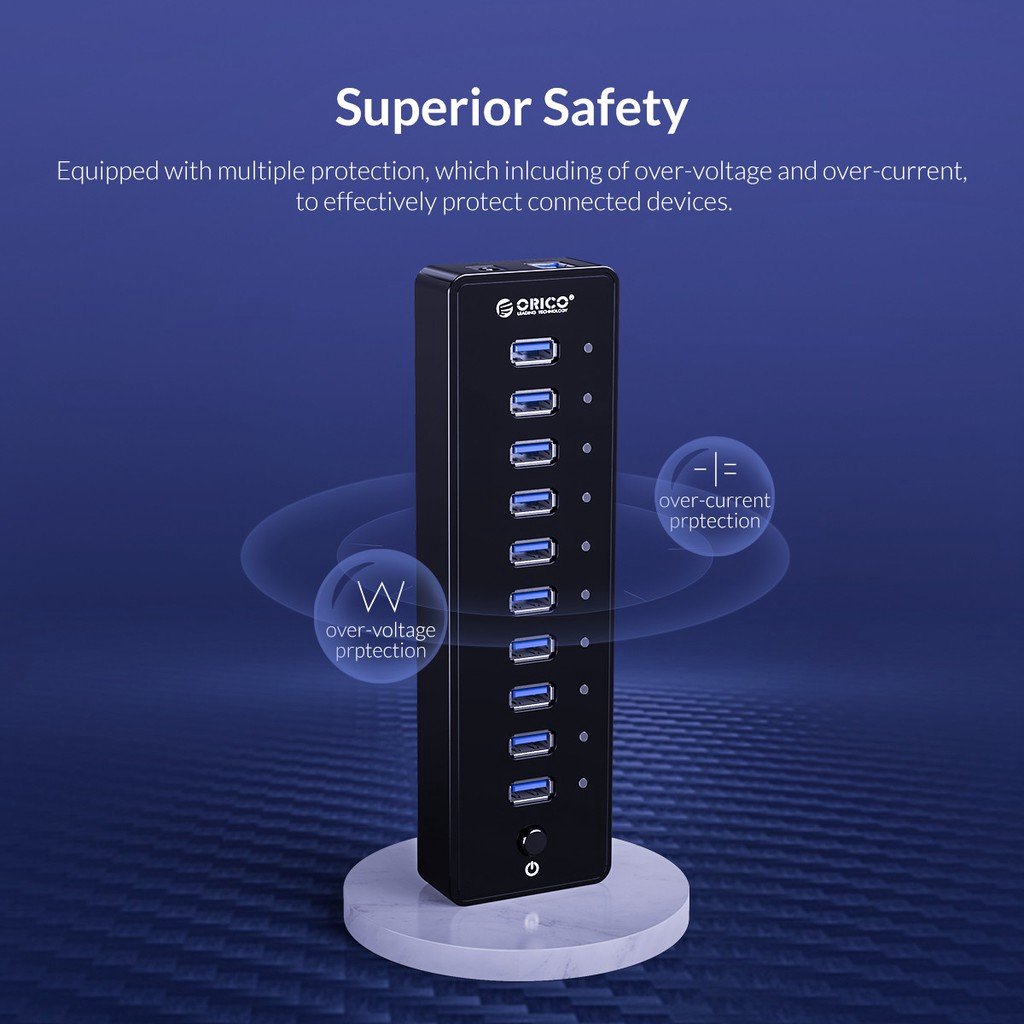 ORICO Powered USB 3.0 HUB Bộ chia USB bên ngoài Bộ mở rộng USB 10 cổng Phụ kiện máy tính xách tay MacBook