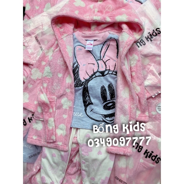 Set 3 Món Bé Gái Minnie Hồng Kèm Choàng DN