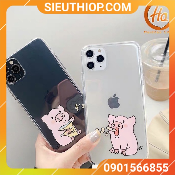 Ốp lưng iphone trong hai chú heo hồng 6/6s/6plus,7/8plus,X/Xs/Xr/Xs max/11/11Pro/11Promax/13/12/pro/promax AVG401