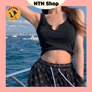 Áo ba lỗ Cổ Chữ V kiểu Croptop