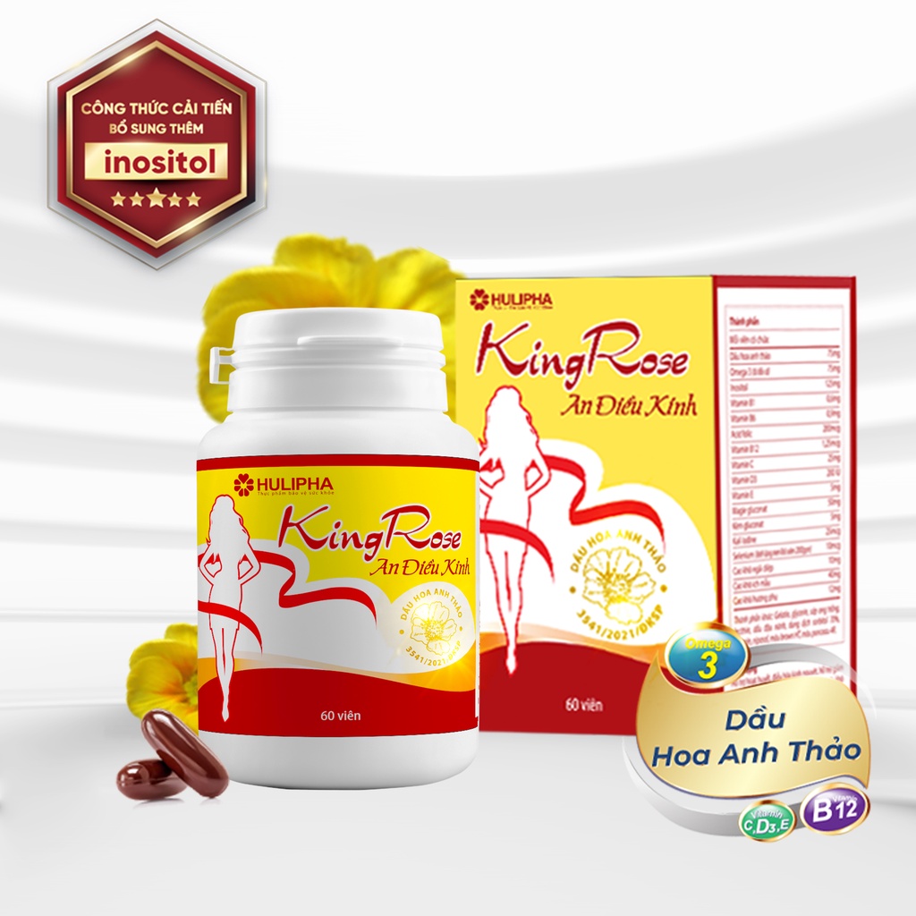 Viên Uống Kingrose An Điều Kinh HULIPHA Hỗ Trợ Điều Hòa Kinh Nguyêt, Hết Chậm Kinh Hộp 60 Viên
