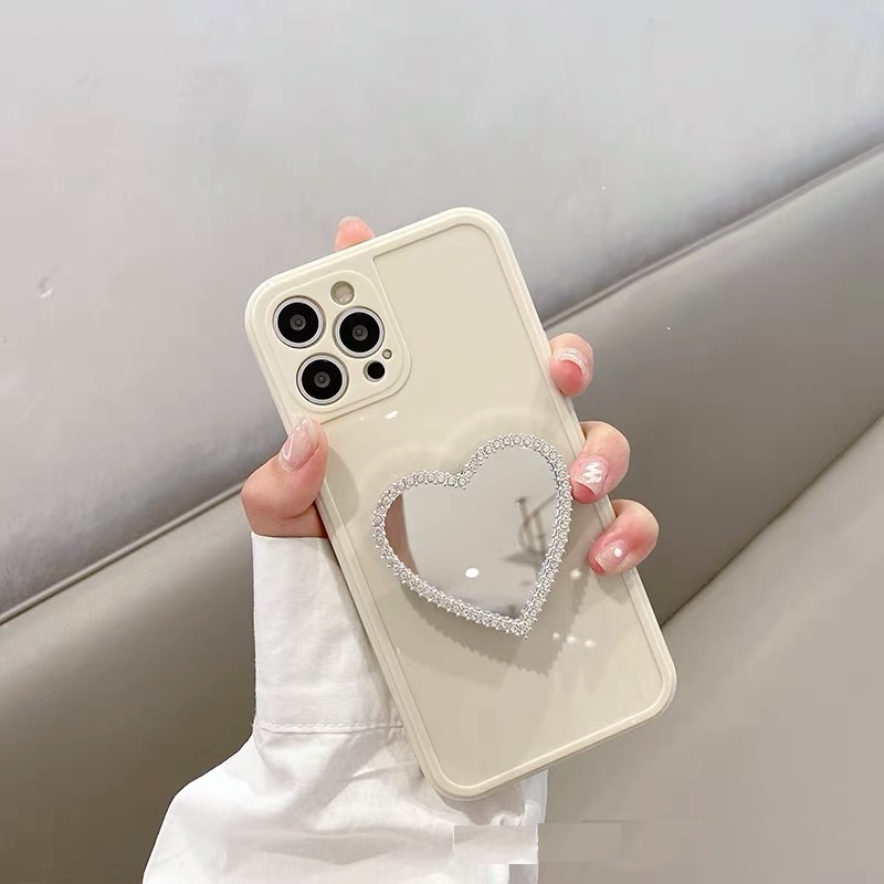 Ốp điện thoại mềm màu trắng có giá đỡ tráng gương thích hợp cho Iphone 12 Pro Max 11 Pro Max Xs Max Xr X 7 8 Plus 7 Plus