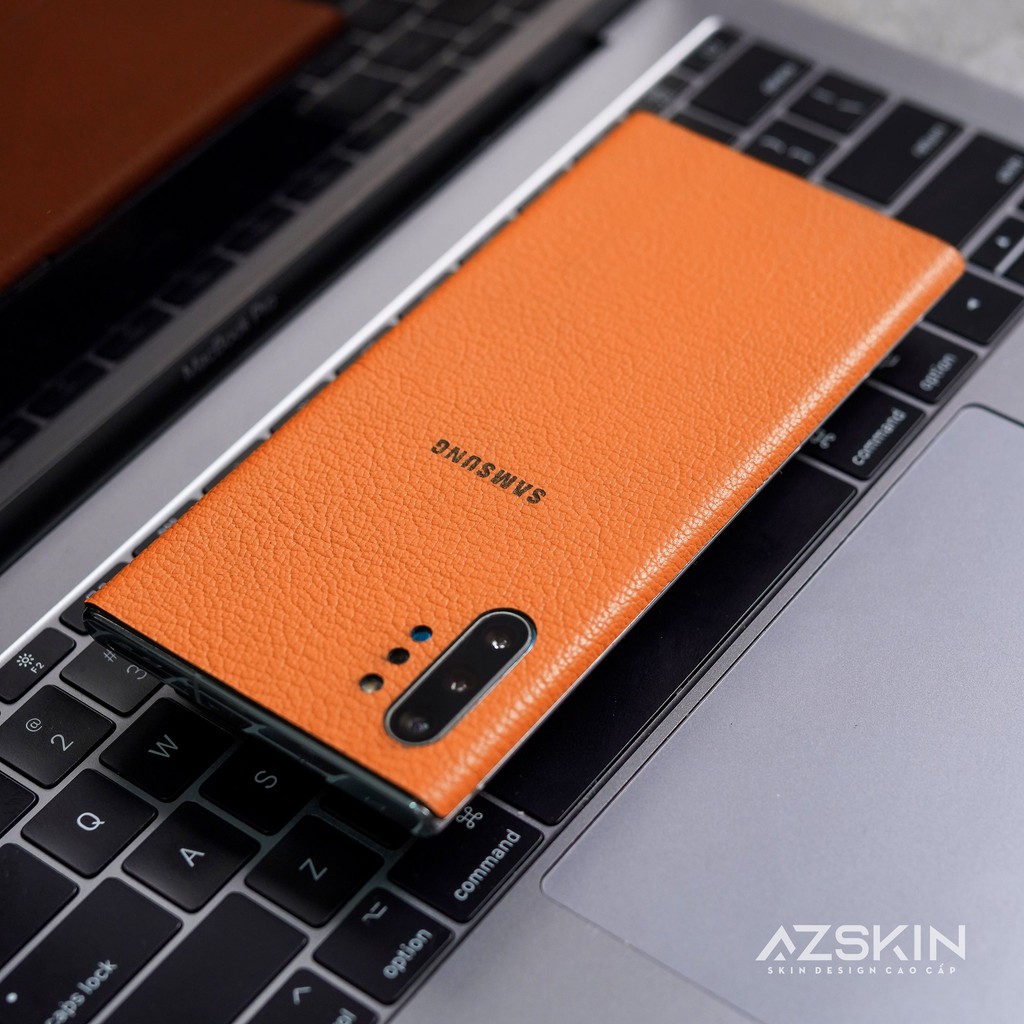 Miếng Dán Da Bò Thật Màu Cam Cho Samsung Note 9