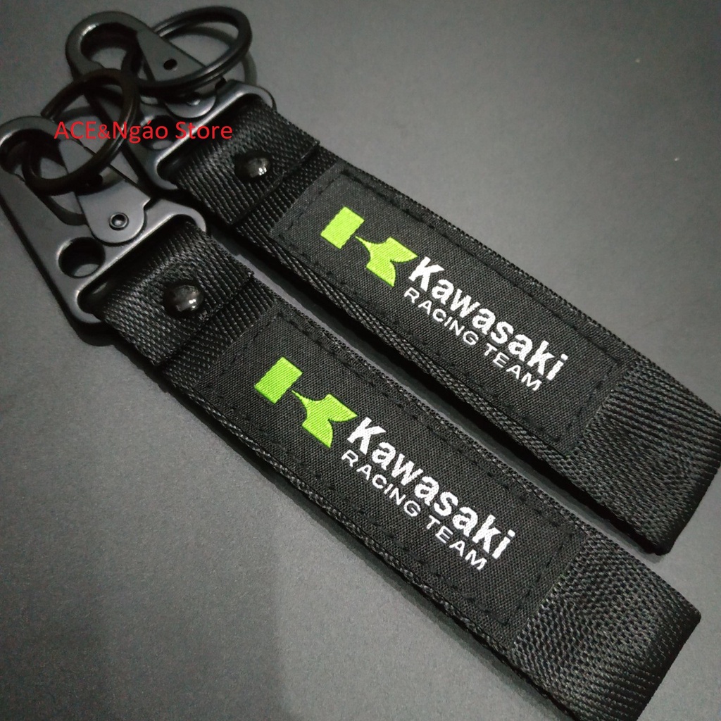 Móc chìa khóa vải hình thêu kawasaki monter marque 16x2.5 cm