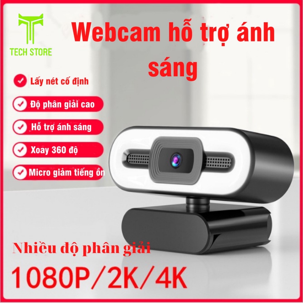 Webcam máy tính 4K -  3840 x 2160p và Full HD - 1920 x 1080p - Thu hình cho máy tính, pc, TV, để bàn