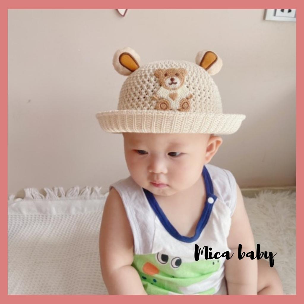 Mũ cói hè tai gấu thoáng khí dễ thương cho bé từ 6 tháng-2 tuổi Mica baby MH113