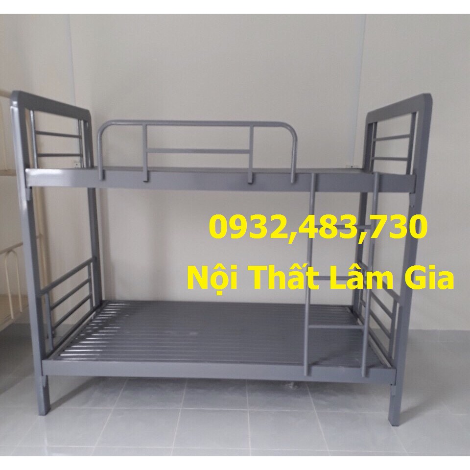 Giường tầng sắt vuông trẻ em giá rẻ ngang 80cm dài 2m _Lắp đặt tận nơi