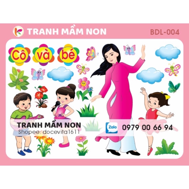 Decal góc mầm non- Góc CÔ VÀ BÉ (BDL-004)