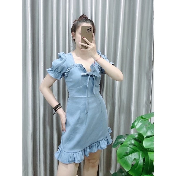 Đầm bèo cột nơ (có bigsize) ảnh thật shop tự chụp