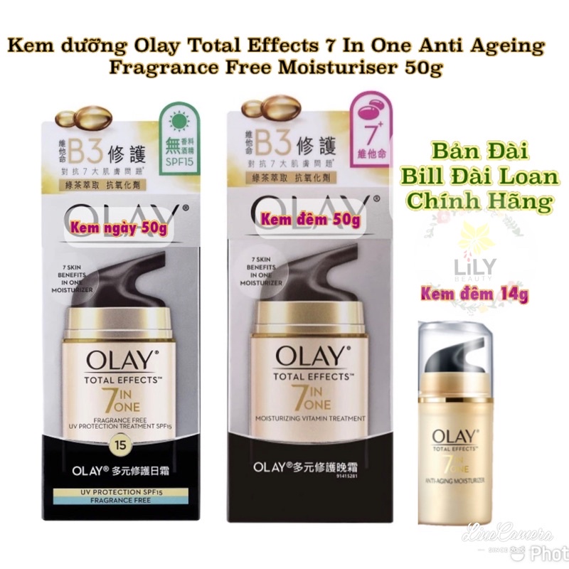 (Bill Bản Đài) Kem dưỡng Olay Total Effects kem ngày và kem đêm 50g