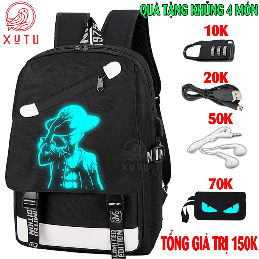 Balo nam nữ đi học thời trang phát sáng cao cấp Xutustore TẶNG (Cáp USB+Khóa số+Tainghe+Ví)