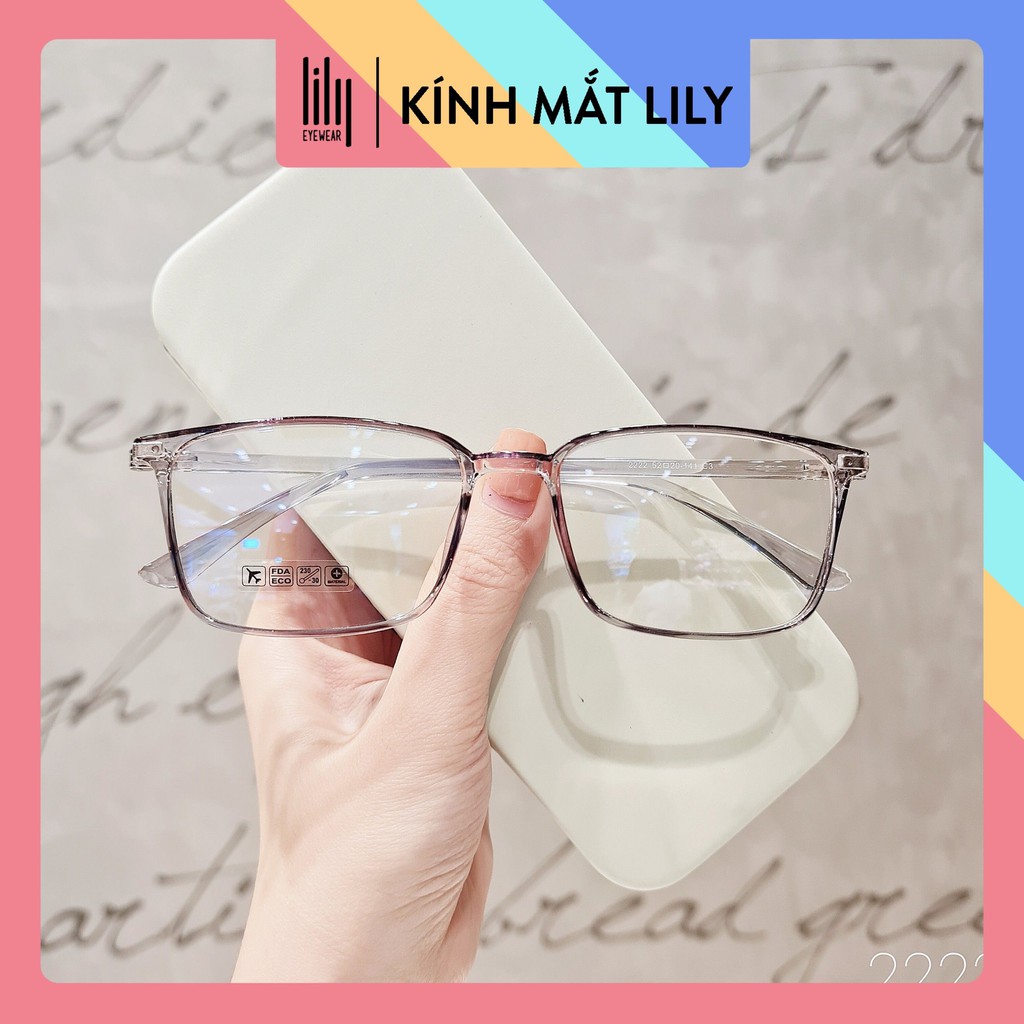 [Mã SKAMCLU7 giảm 10% cho đơn từ 0Đ] Gọng kính nam nữ Lilyeyewear nhựa dẻo, mắt vuông, nhiều màu Y2222
