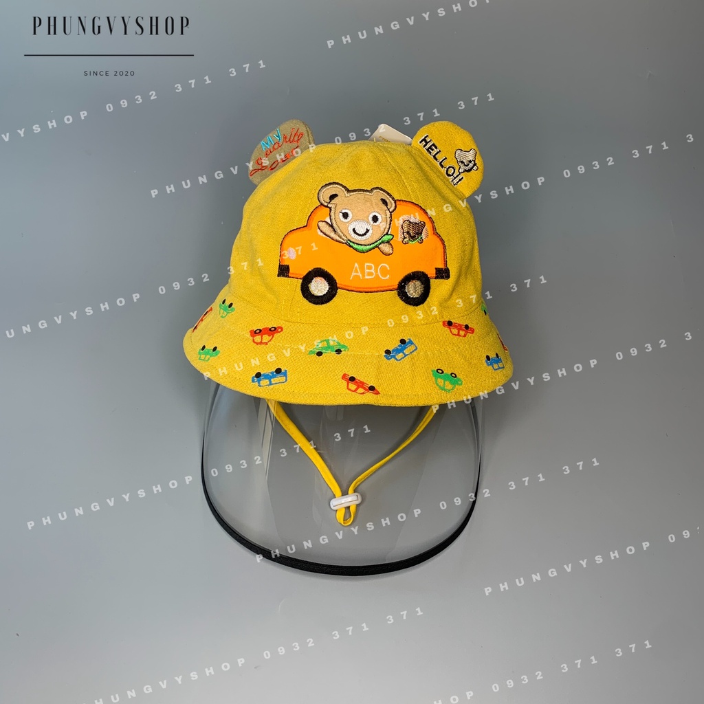 (Bé &lt;15 tháng/ Vòngđầu 47.5cm) Mũ CHỐNG GIỌT BẮN cho bé trai bé gái - BÉ ĐI XE HƠI- Nón cản bụi trẻ em