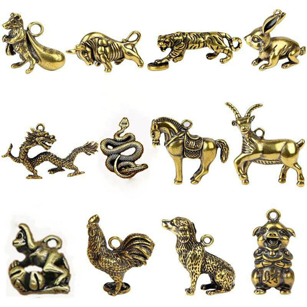 Đồ trang trí Chú Bò Bằng Đồng Nguyên Chất Cao Cấp 12 Kiểu Dáng Để Treo Chìa Khóa/Móc Khóa