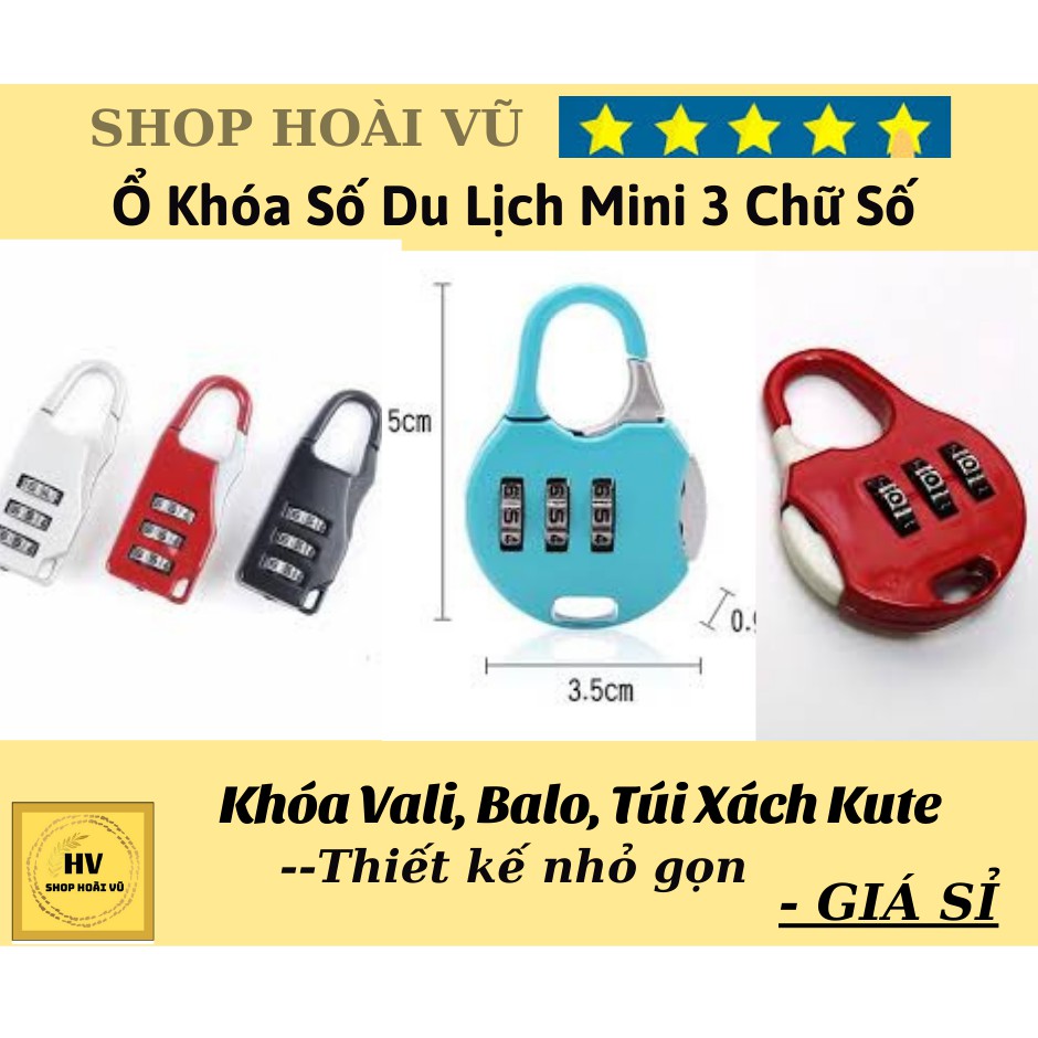 Ổ Khóa Số Du Lịch Mini 3 Chữ Số - Khóa Vali, Balo, Túi Xách Kute