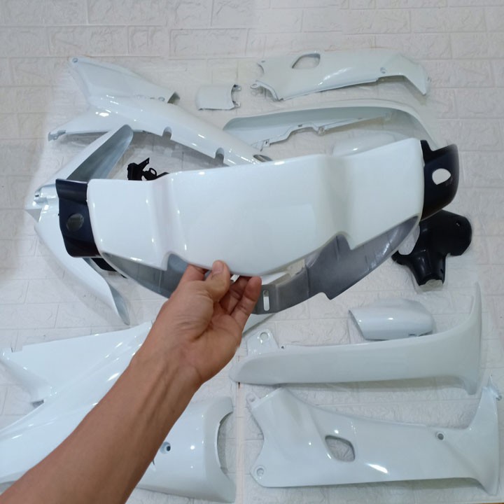 Bộ dàn áo xe WAVE alpha - Wave Zx - Wave 110 đời 2002-2006, nhựa ABS nguyên sinh màu trắng