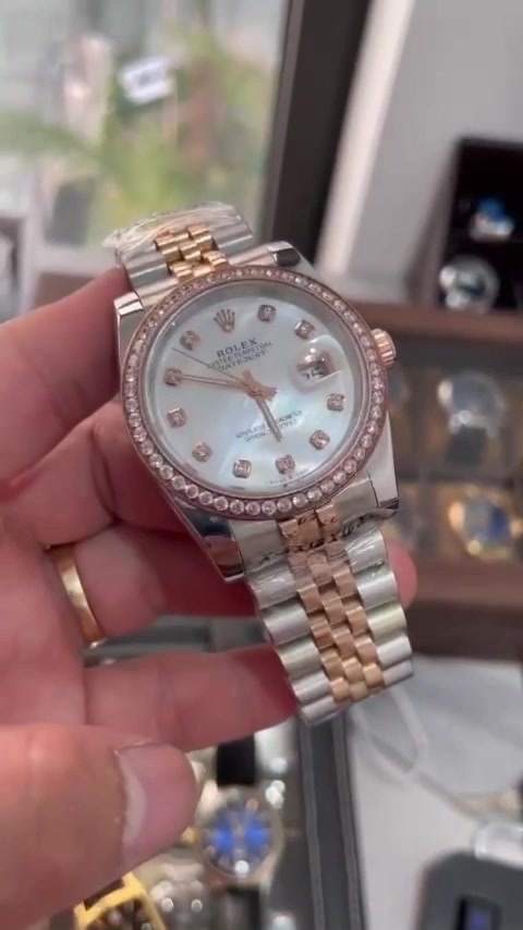 Đồng Hồ Rolex Cơ Mặt Viền ĐÍnh Đá Sang Trọng, Đòng Hồ Đeo Tay Dây Thép Chống Gỉ Chống Xước Kháng Nước 5ATM Bảo Hành Tốt | BigBuy360 - bigbuy360.vn