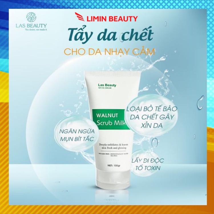 Tẩy da chết, tẩy da chết mặt, LAS BEAUTY, 100gr