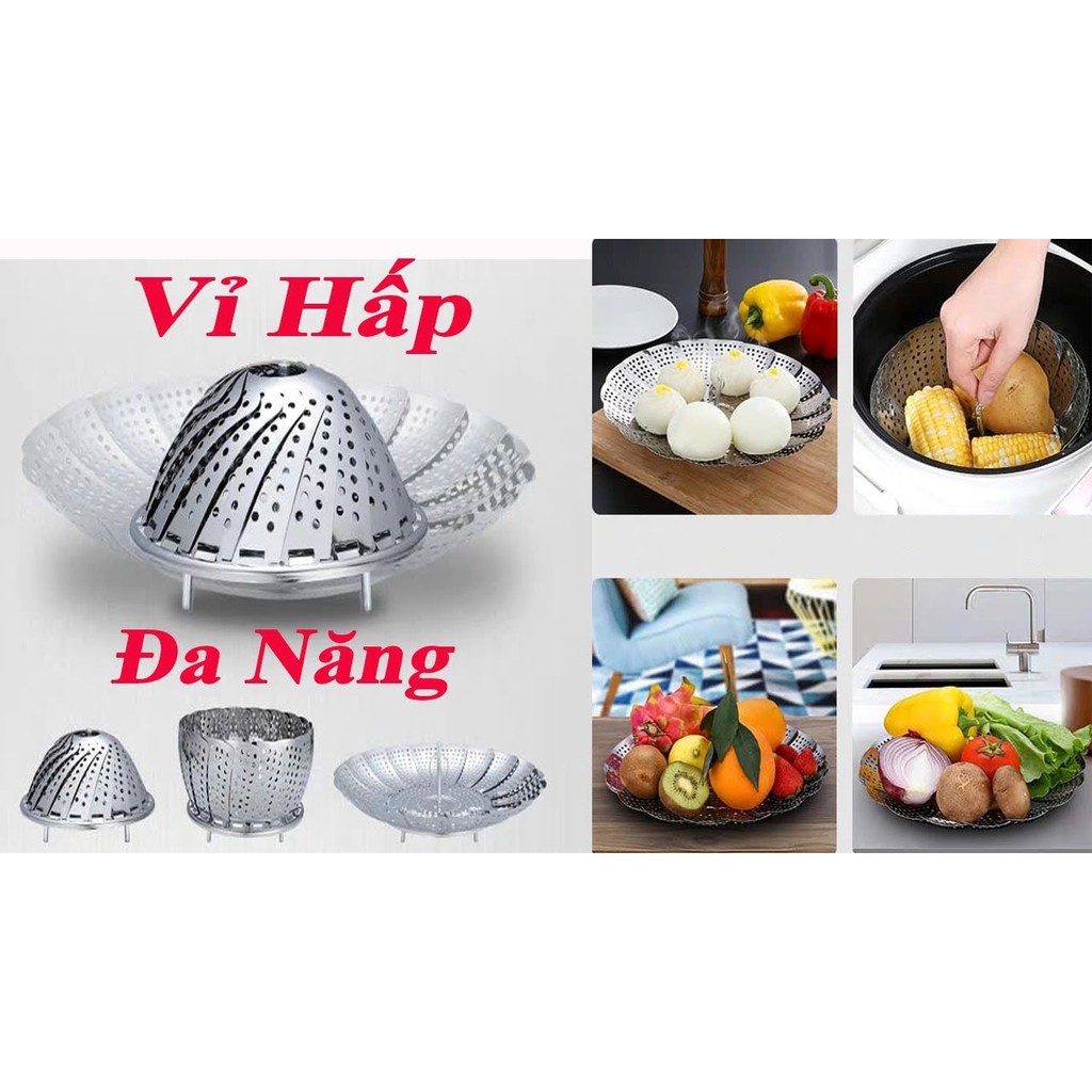 Vỉ Hấp Tròn Inox Đa Năng Gấp Gọn Tiện Dụng Loại Lớn