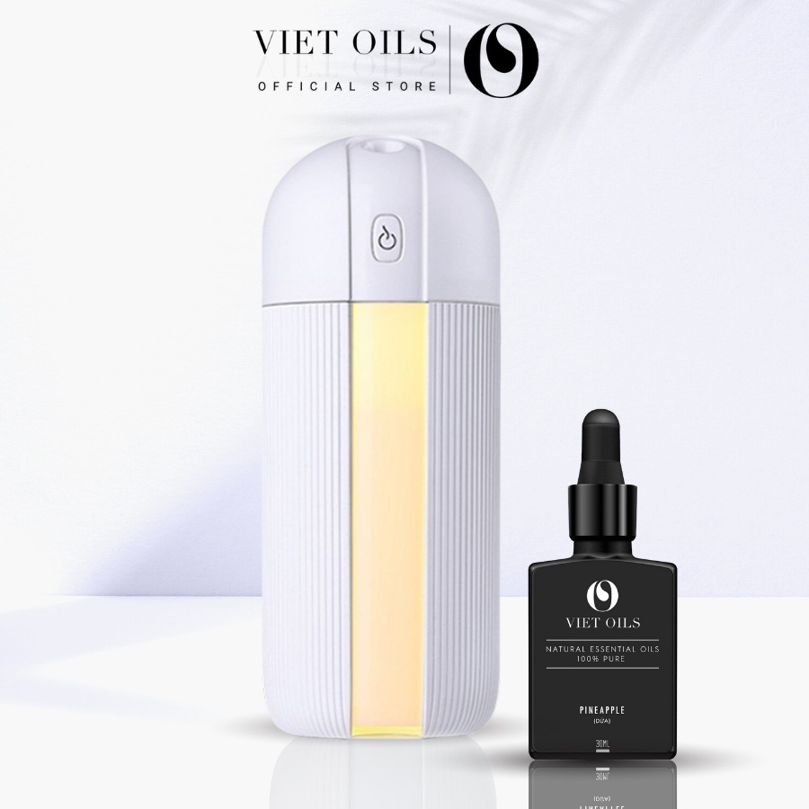 [COMBO TIẾT KIỆM] Máy khuếch tán tinh dầu Ô tô Vietoils (Trắng) + tinh dầu thiên nhiên 30ml