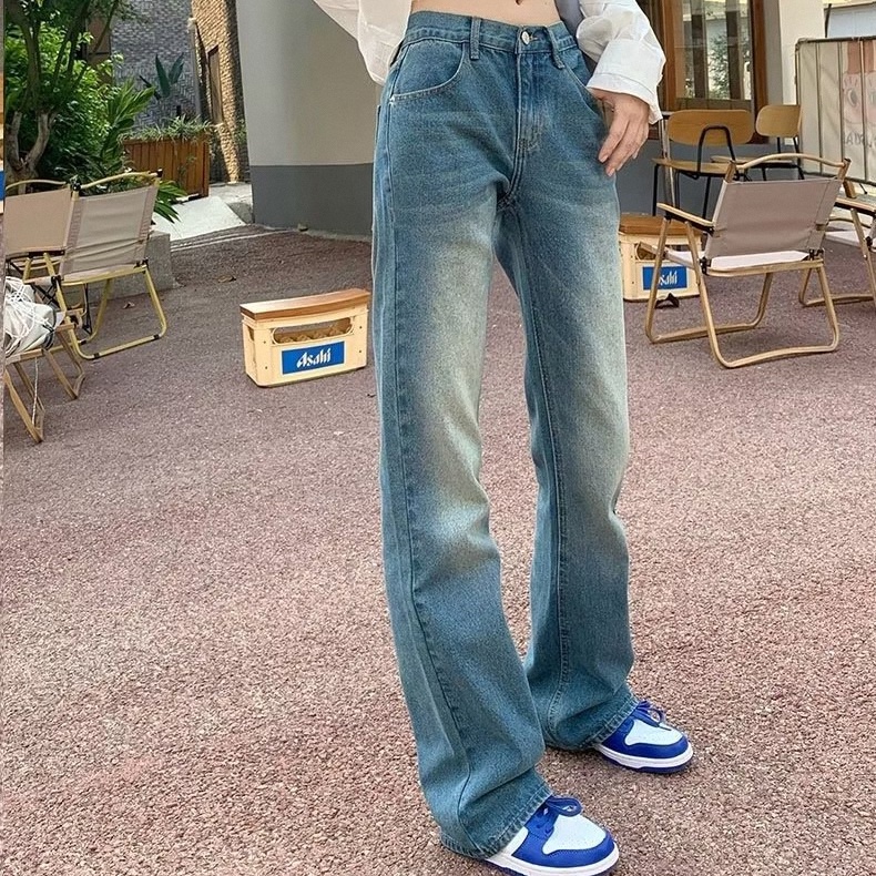 Quần Jeans Nữ Lưng Cao Ống Rộng Thời Trang Hàn Quốc