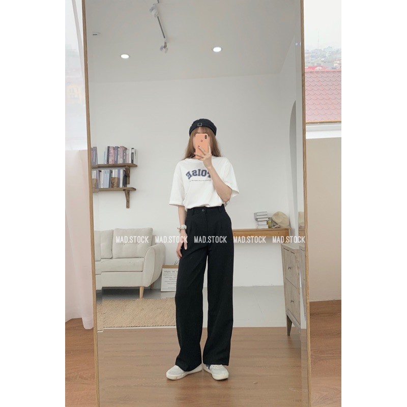 ] Quần tây culottes ống suông nữ khoá trước  Quần hack chân siêu đỉnh