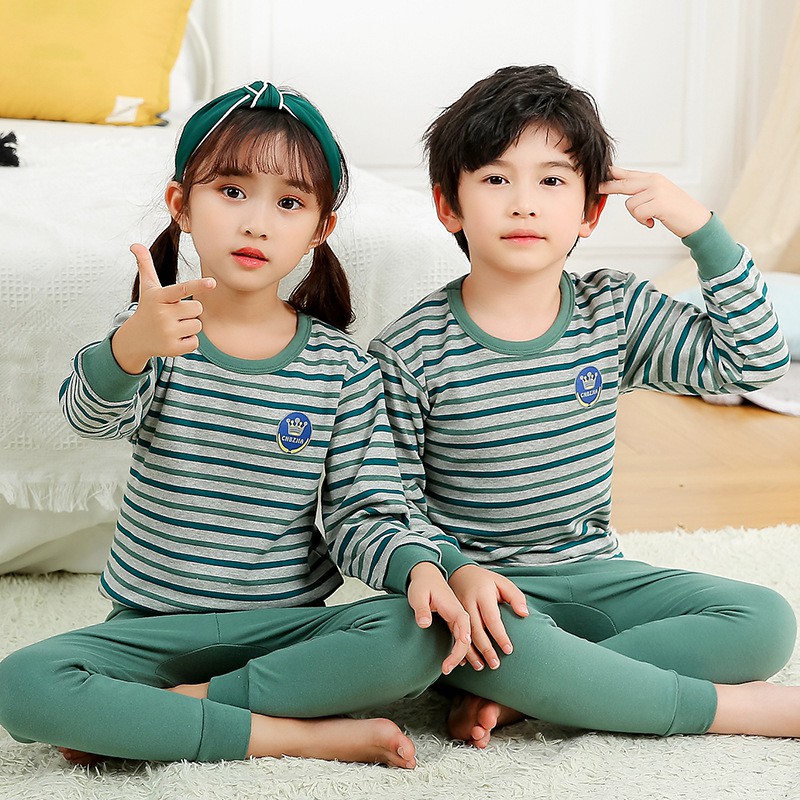 Bộ Đồ Ngủ Pijama Dài Tay In Hình Khủng Long Cho Bé Từ 2-15 Tuổi