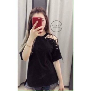 Áo thun đan dây 1 bên vai ulzzang