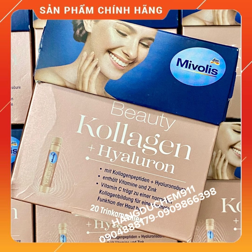 Collagen Thuỷ Phân Mivolis Beauty Kollagen Hyaluron 20 ống x 25ml nội địa Đức