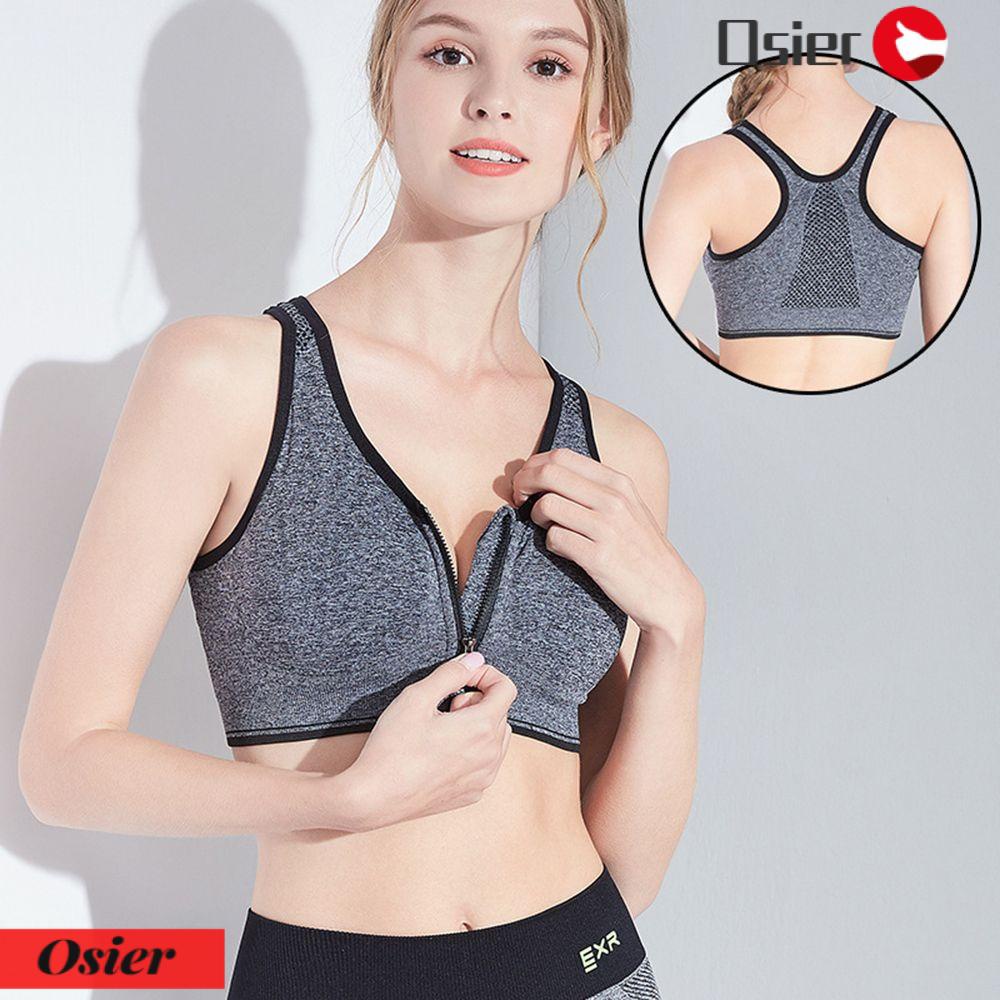 Osier✿ Áo Bra Thể Thao Có Mút Nâng Ngực Khóa Kéo Plus Size Nhiều Màu Thời Trang Cho Nữ