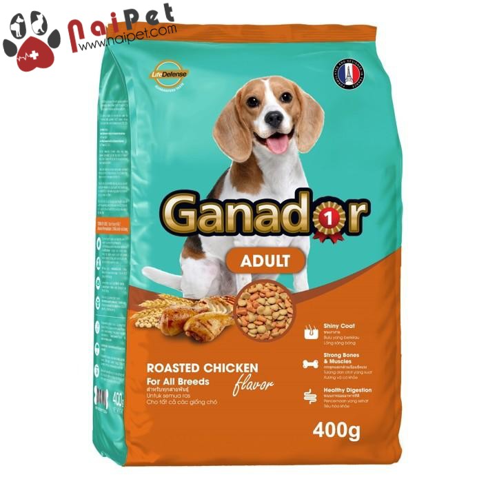 Thức Ăn Hạt Cho Chó Lớn Mọi Giống Chó Vị Thịt Gà Nướng Ganador Adult Gói 400g