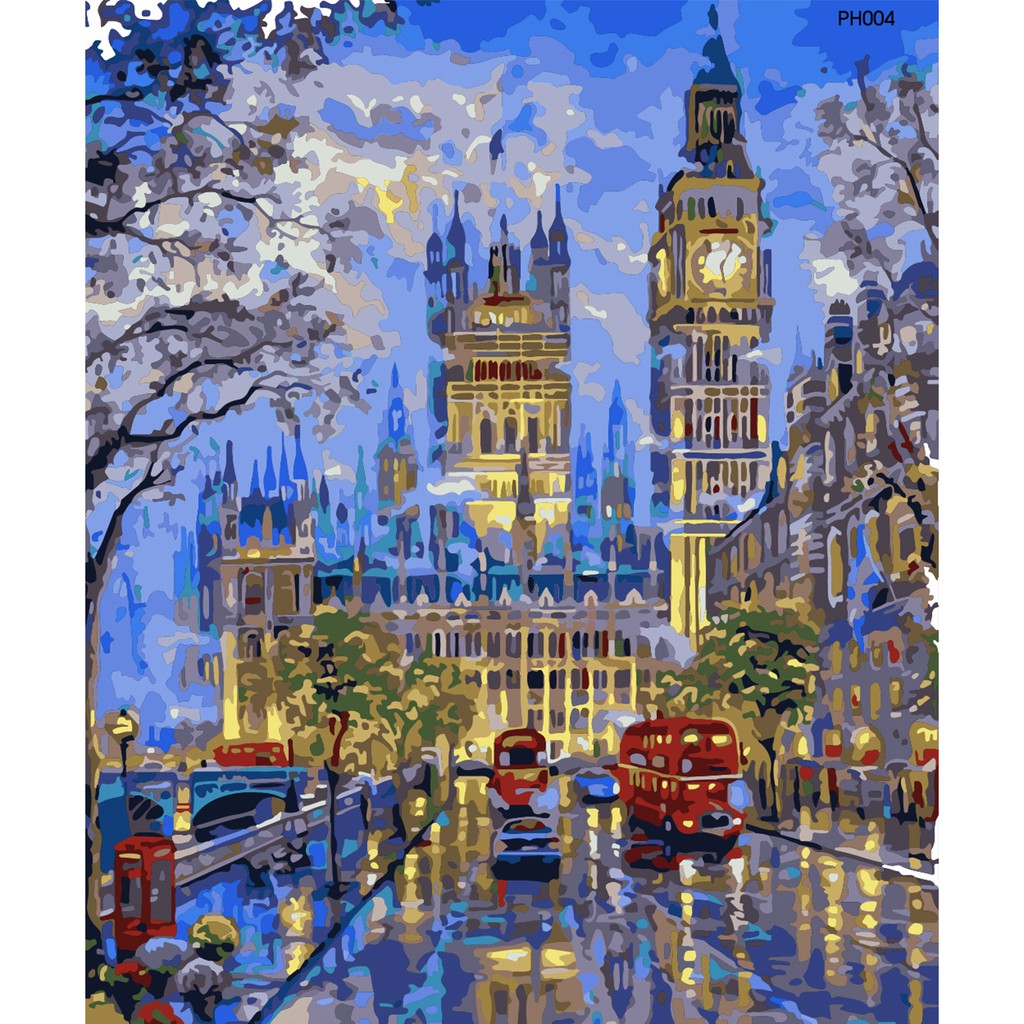 Tranh tô màu số hóa cảnh thành phố London Oceans - Tranh tự tô thành phố Luân Đôn PH004, Oceans shop
